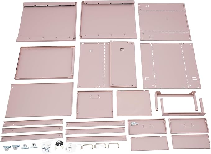 3-Drawer Vertical File Cabinet, Pink Metal Mobile File Cabinets with Lock, Filing Folders Storage Cabinet Under Desk for Home Office, 11" L * 16" W * 18.3" H