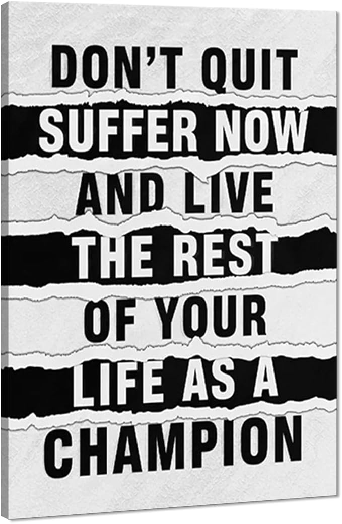 Canvas Trend Life As A Champion Motivational Wall Art for Office Workplace Wall Decor Inspirational Quotes Suffer Now Artwork Wooden Framed Ready to Hang-24x36 inch