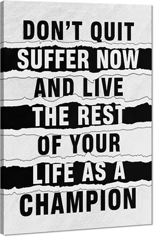 Canvas Trend Life As A Champion Motivational Wall Art for Office Workplace Wall Decor Inspirational Quotes Suffer Now Artwork Wooden Framed Ready to Hang-24x36 inch