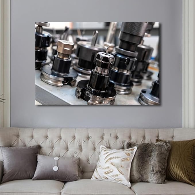 Machine Drill Bits Pictures for Bedroom Wall Decor Machine Shop Prints Wall Art Artwork for Home Walls 1 Piece Wall Art Framed Art Wall Decor Canvas Wall Art Ready to Hang, 24" x36"