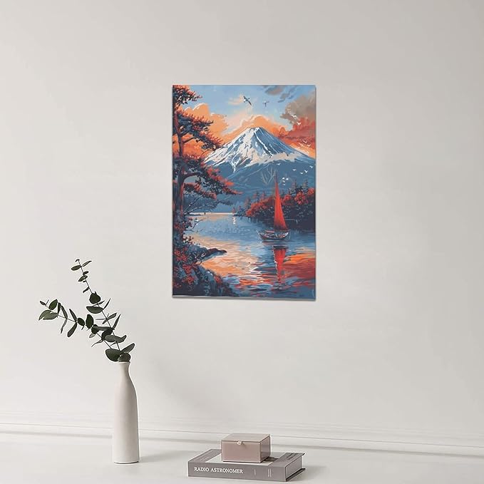 Japanese Wall Art Japan Pictures Wall Decor Asian Landscape Canvas Painting Print Home Modern Artwork Decorations Framed for Bathroom Living Room Bedroom Office 16 x 24 inch