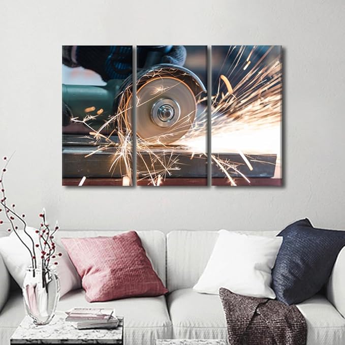 TUMOVO Canvas Wall Art 3 Piece Wall Art Modern Art Work for Walls Cutting Canvas Art Bathroom Decor Modern Home Decor Machine Tools Room Decor Stretched and Framed Ready to Hang, 42x28 Inch