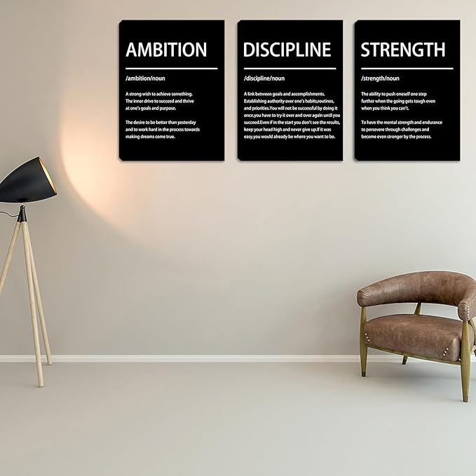Halioyo Motivational Wall Art - 3 Pieces Inspirational Quotes Wall Decor for Office, Positive Affirmation Canvas Prints Posters for Bedroom Living Room Classroom Workspace, Ready to Hang (12x16 inch)