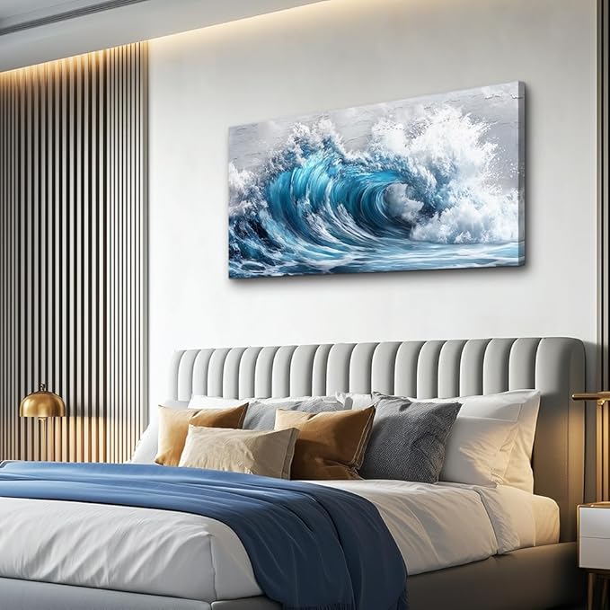 ZUITINGHUA Canvas Wall Art For Living Room Wall Decor For Bedroom Office Wall Decoration Ocean Waves Landscape Painting Black And White Pictures Artwork Room Aesthetic Home Decor 20x40 In