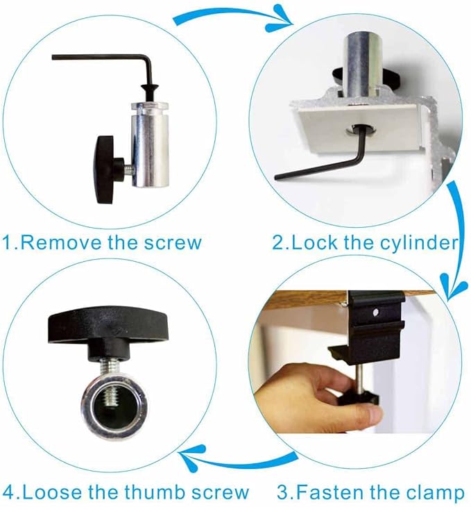 Replacement Clamp for 1/2” Base Magnifying Lamp，Desk Lamp，Magnify Lamp，Swing Arm Lamp，Phone Mount，Ipad Mount，Tablet Holder，Mic Holder (Silver)