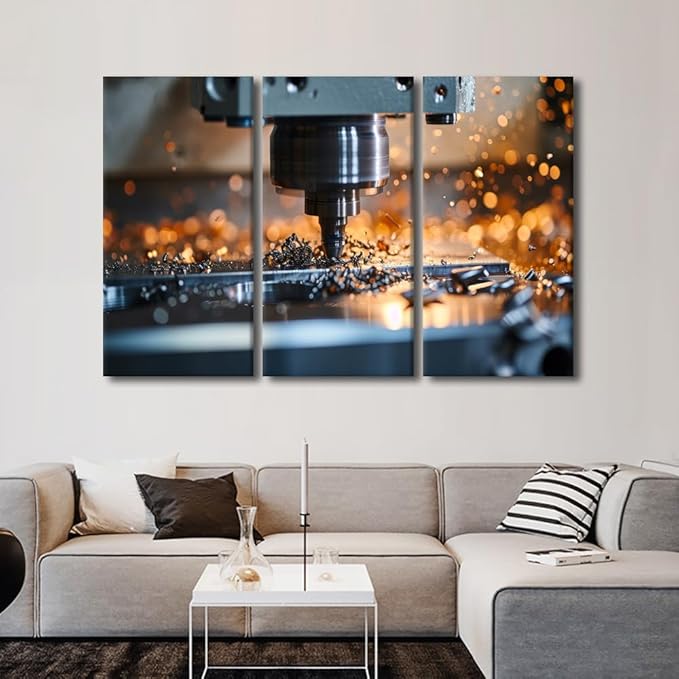 TUMOVO Wall Art for Living Room Wall Pictures Machine Canvas Prints Canvas Wall Art Decor 3 Panels Canvas Artwork Wall Decor Modern Canvas Art for Home Walls Ready to Hang, 60x40 Inch