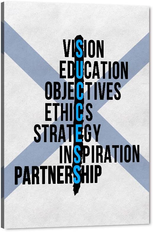 Wooden Framed Motivational Wall Art Inspirational Canvas Painting Positive Quotes Posters OBJECTIVES STRATEGY Picture Modern Artwork Home Office Living Room Decor Framed Easy to Hang-24”Wx36”H