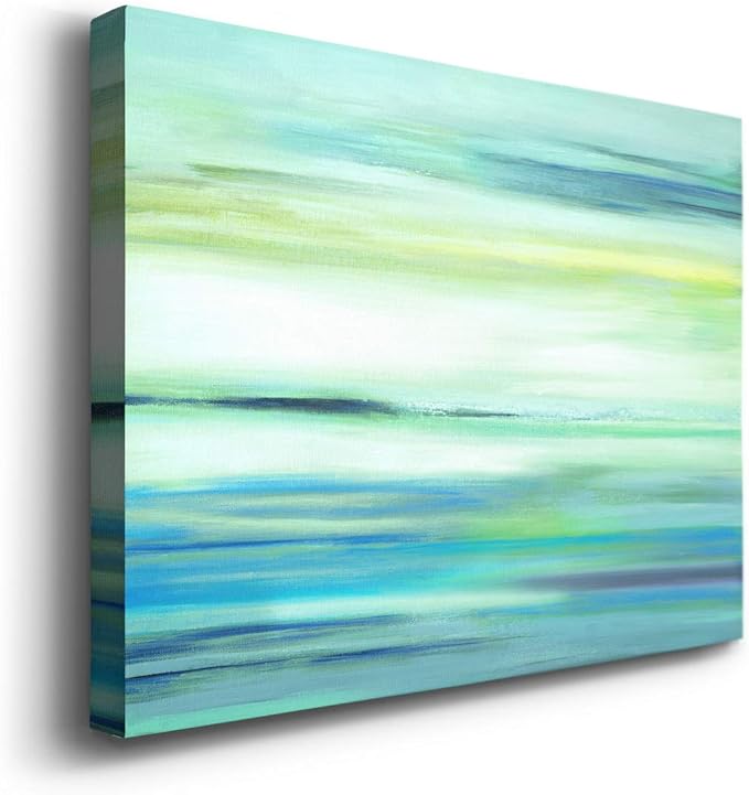 Landscape Wall Art Premium Gallery Wrapped Canvas Abstract Ocean Forest Modern Artwork Decoration for Living Room Kitchen Bathroom Office, Ready to Hang