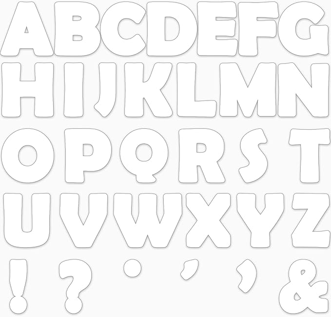 Qyeahkj 150 PCS Large 6" Font Bulletin Board Letters and Punctuation Cutouts Combo Set Pure White Border Letters Decoration for Classroom Alphabet Poster Wall Bulletin Board Display Home School Decor