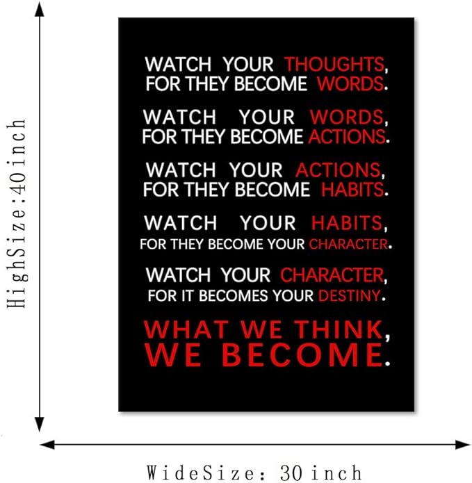 Yatsen Bridge Watch Your Thoughts Office Wall Art Decor Inspirational Motivational Canvas Pictures Artwork Home Classroom Decorations Framed Ready to Hang-28x44 inch