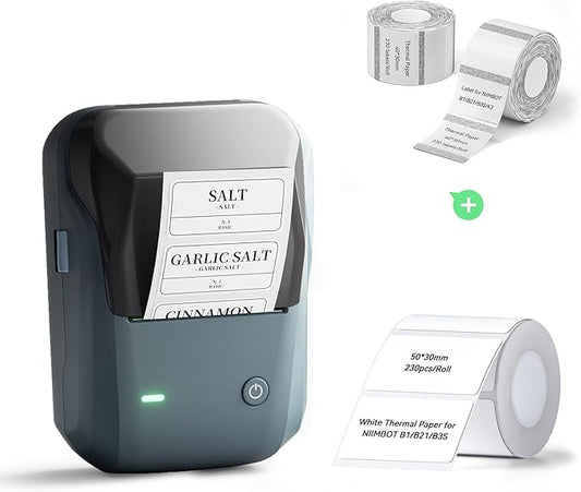 NIIMBOT B1 Label Maker,2 Inch Bluetooth Thermal Label Printer, Automatic Label Identification, Easy to Use for Home Office and Business, Label Maker Machine with Tape, Support Phones & PC