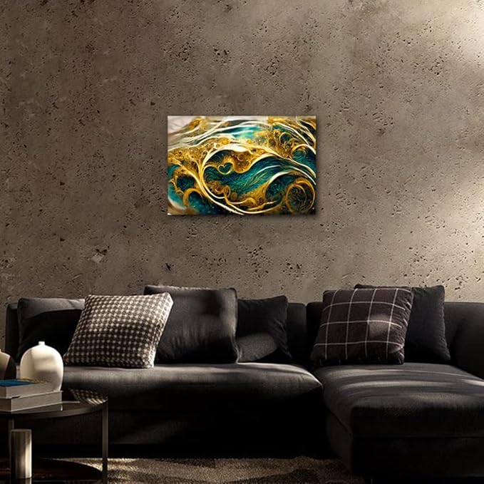 Canvas Wall Art for House Modern 1 Panel Abstract Canvas Decor Artwork Native Americans Living Room Bedroom Wall Decor Deep Sea and Soil Fluid Art Painting for Restaurant Store Wall Decor 18x12 in