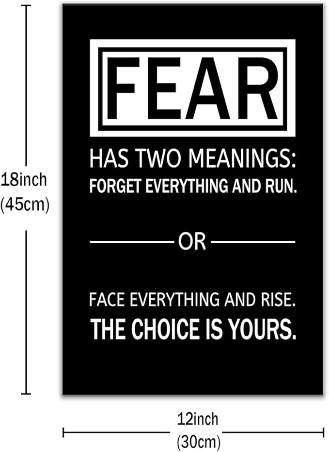 Inspirational Canvas Wall Art Office Decor Fear Has Two Meanings Motivational Painting Entrepreneur Quotes Poster Prints Artwork for Modern Home Bedroom Wall Decoration Ready to Hang [12''Wx 18''H]