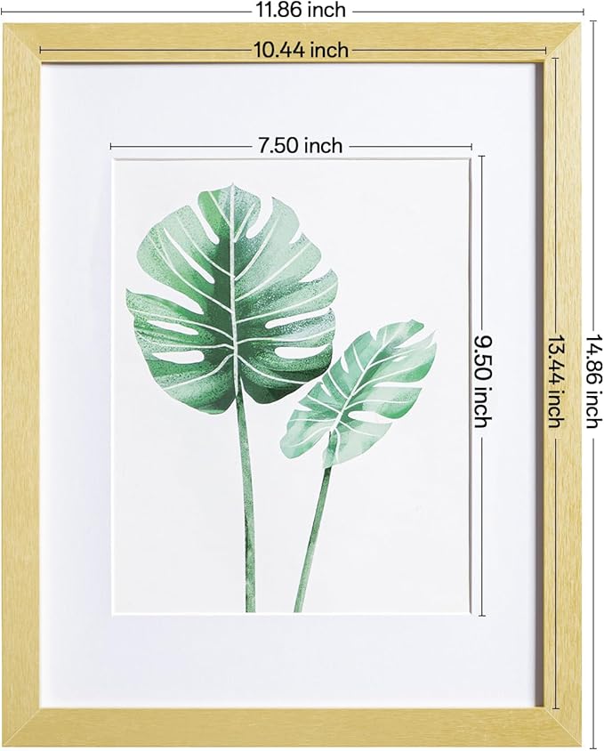 eletecpro 11x14 Picture Frames Set of 9 Modern Gallery Wall Frame Set, Displays 8x10 Photos with Mat or 11x14 No Mat, Gold Picture Frames Collage Wall Decor for Home Decor