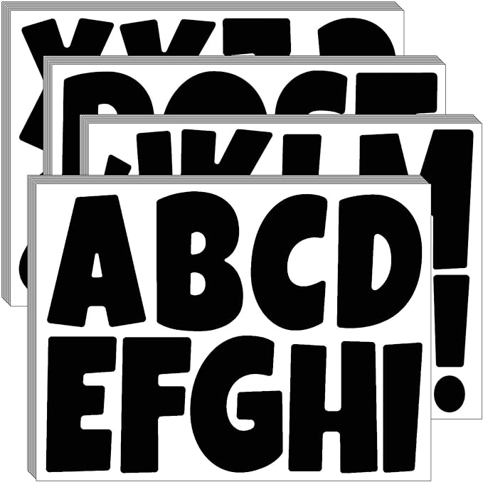 Bemeol Bulletin Board Letters 32 Sheets 4 Inch Stick on Letters Alphabet Cutout Letter for Bulletin Board Display School Classroom Home Decor(Black)