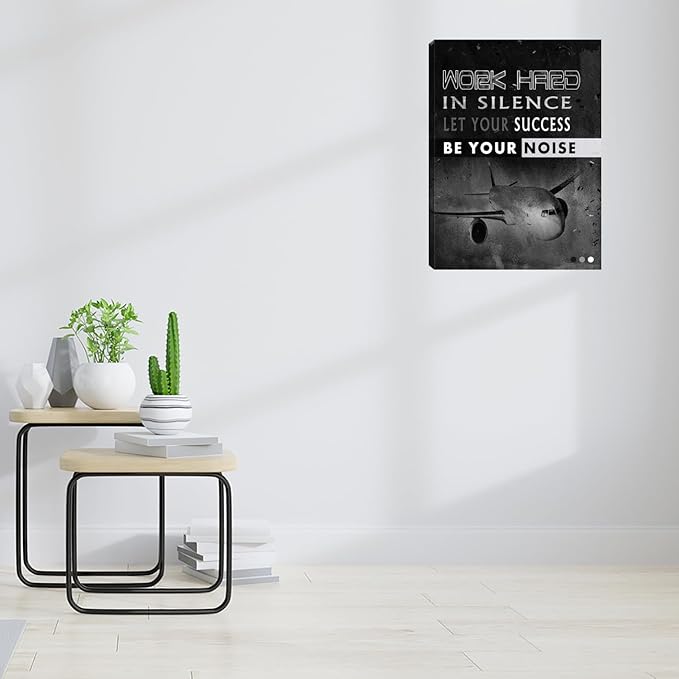 Inspiration Wall Art Black Office Motivational Canvas Wall Decor Success Posters Prints Entrepreneur Quote Wall Picture Paintings Artwork Home Bedroom Framed Ready to Hang 12"x16"