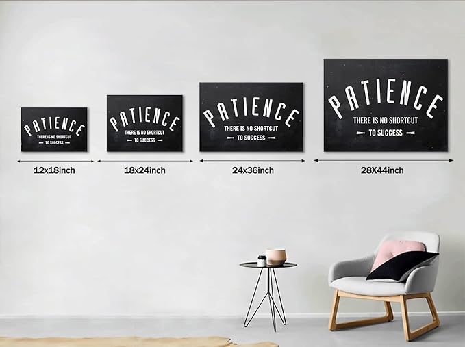 Patience - There Is No Shortcut to Success Inspirational & Motivational Office Art Wall Pictures Black and White Framed Office Home Wall Art Wooden Framed HD Print Gift Choice Ready to Hang-44 Wx28 H