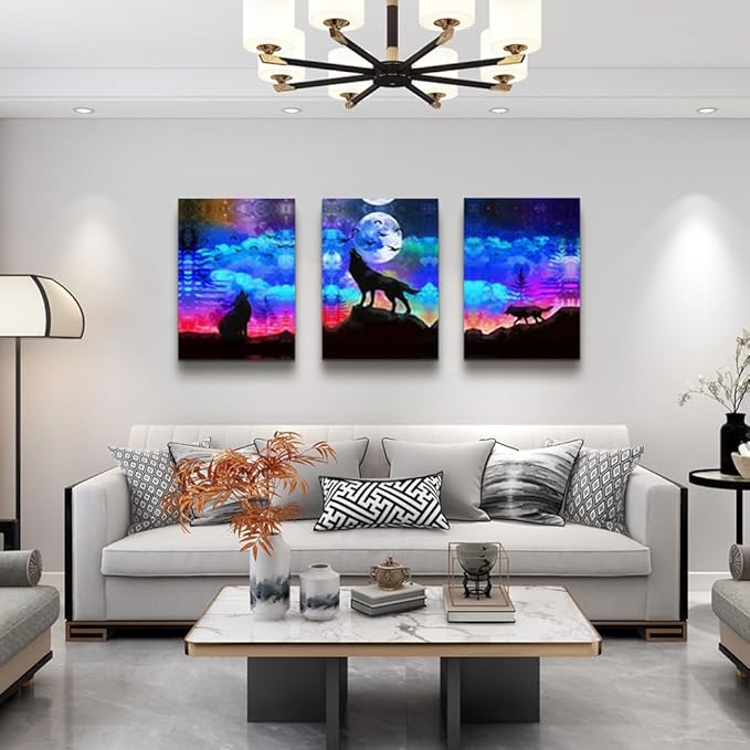Lapremoly Wall Decor For Living Room Framed Canvas Wall Art For Bedroom Modern Family Pictures Bathroom Wall Decor Hang Wall Office Canvas Art Prints Home Decoration Wolf Abstract Paintings Artwork