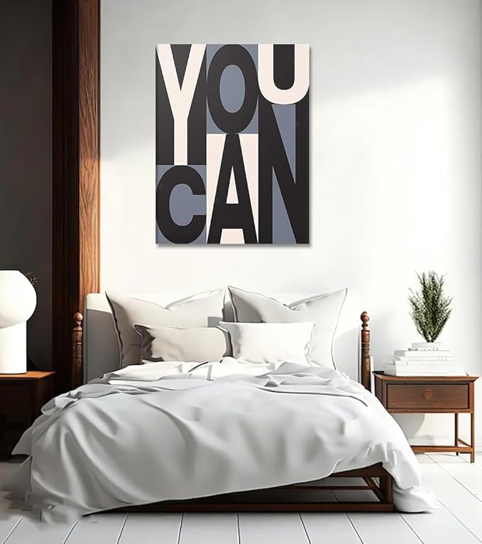 Inspirational Canvas Painting Wall Art Office Wall Decor You Can Motivational Quote Picture Art Print for School Library Classroom Study Room Decorations Framed Ready to Hang - 18x24 inches