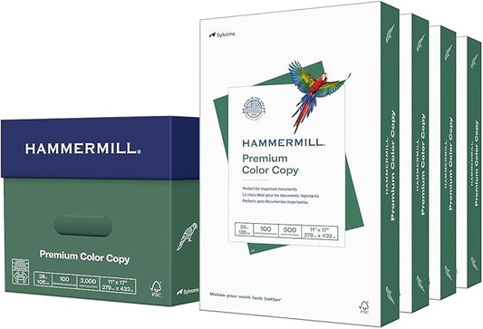 Hammermill Printer Paper, Premium Color 28 lb Copy Paper, 11 x 17-4 Ream (2,000 Sheets) - 100 Bright, Made in the USA, 102541C