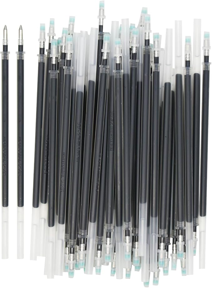 Maydahui 50 Pcs Black Gel Pen Refills with 5 mm Aperture 5.12 inch(13 cm) Smooth Writing Pen Refills 0.7 mm Replacement Gel Ink Refills for Stationery School Office Supplies (Black)