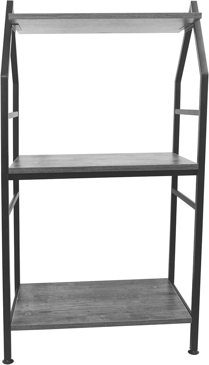 Bookshelf, 3 Tier Industrial Small Bookcase, Metal Narrow Book Shelf, Book Case Book Storage Organizer for Living Room, Bedroom, and Home Office - Rustic Brown
