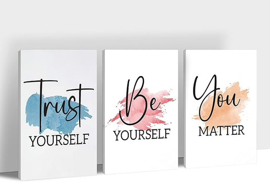 3 Piece Canvas Wall Art, Colorful Motivational Quotes Print Pictures for Office, Women Inspirational Framed Artwork Home Decor 16"x24" x 3 Pcs