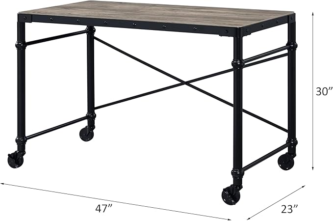 Oklarth Rustic Oak & Black Finish Writing Desk
