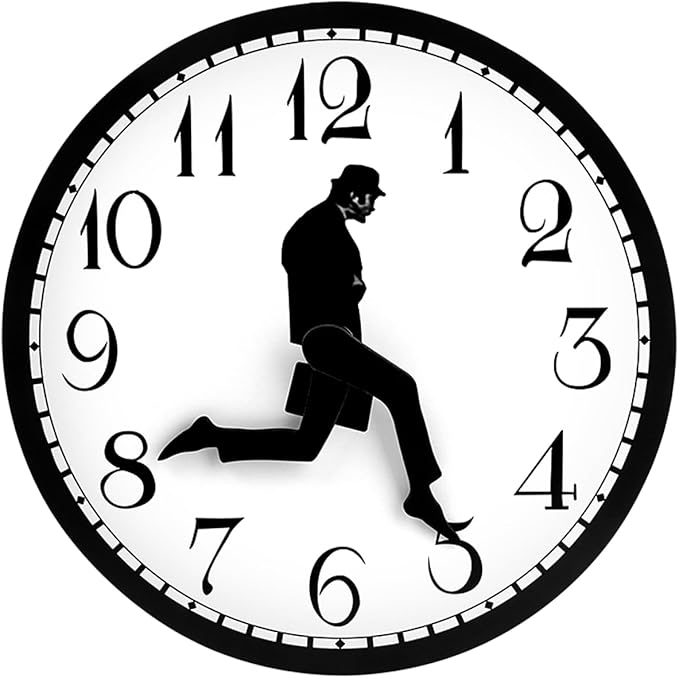 Silly Walk Wall Clock, Round Silent Wall Clocks Modern Funny Walking Silent Clock for Dining Room, Bedroom, Home, Office Decoration(Color:Black)