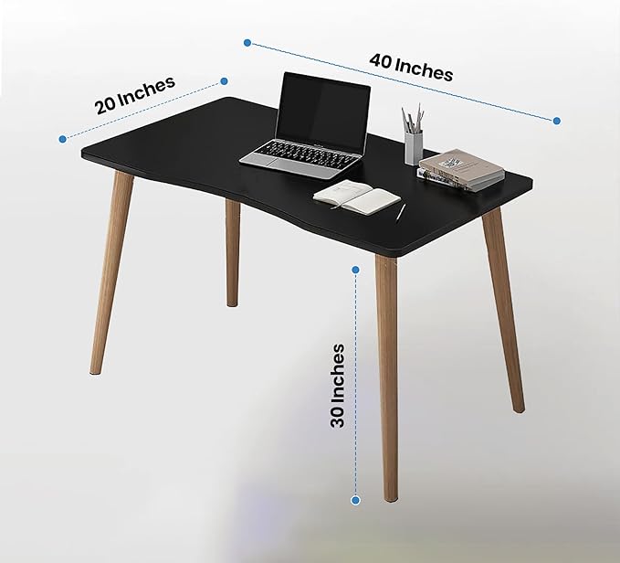 Modern Black Wooden Computer Table, 40" L x 20" W x 30" H inches – Durable and Stylish Desk for Home Office, Bedroom, or Study