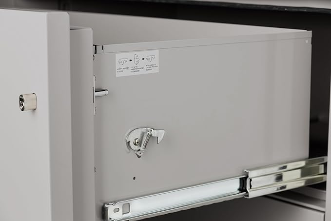 25 inch 4-Drawer Vertical Fireproof File Cabinet – Legal and Letter Size Filing – Key Lock – Water Resistant Seal – Fire and Impact Rated – Light Gray Finish – Model LGL4W25LG