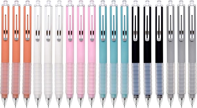 Linbsunne Ballpoint Pens Medium Point 1mm Black Ink Work Pen with Super Soft Grip Ball Point Pen for Men Women Retractable Office Pens (Silver Clip-18 count)