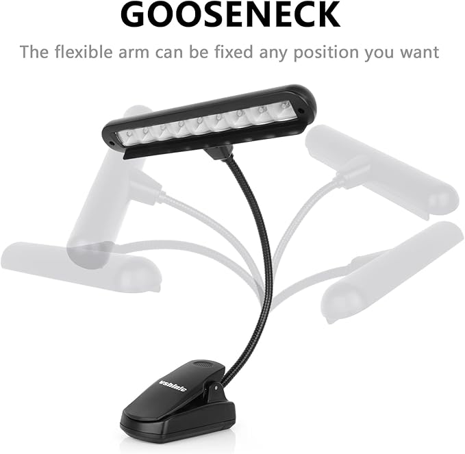 Music Stand Light,Clip On Piano Lights 9 LED Orchestra Light Book Lamp Musician Lamp,Fully Adjustable No Flicker for Piano, Orchestra,Book Reading, Mixing Table, DJ, Craft Work