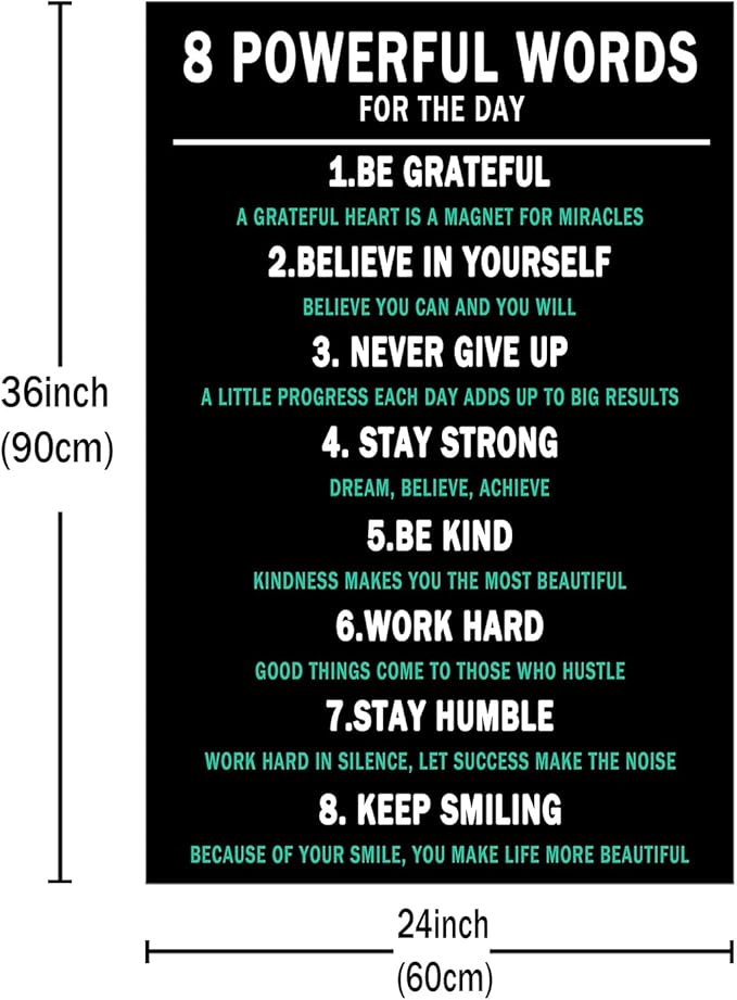 Inspirational Canvas Painting Wall Art Motivational 8 Powerful Words Prints Poster Entrepreneur Quotes Painting Picture Black Background Artwork for Home Office Workplace Wall Decor [24''Wx36''H]