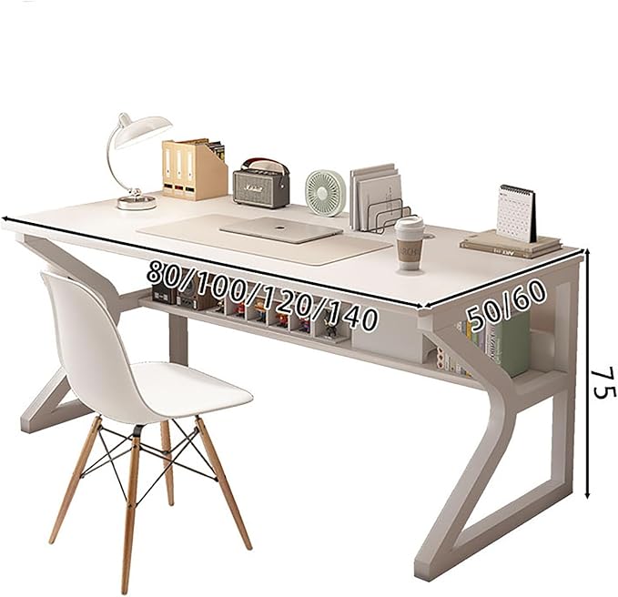 BK&MF Modern Simple Writing Computer Desk,with Storage Portable Gaming Desk Study Laptop Table Space Saving for Home Office,A,120x60x75cm(47x24x30inch)