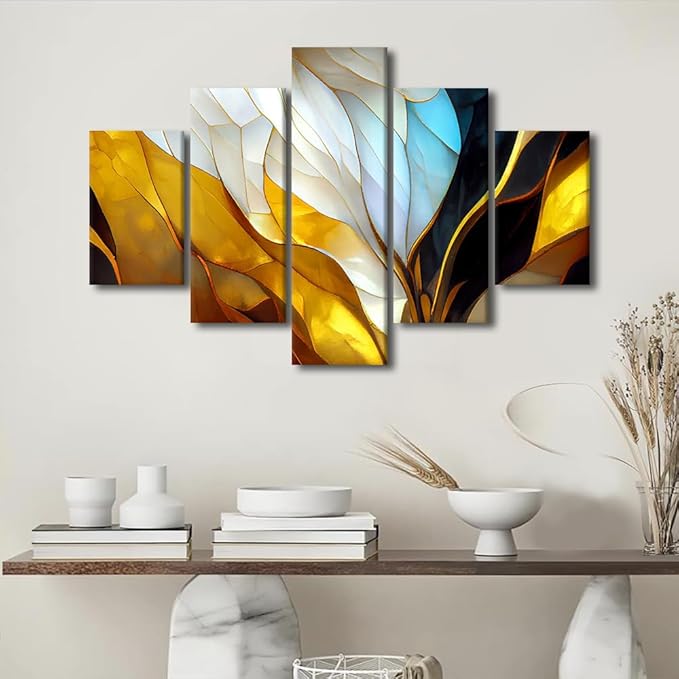 Canvas Wall Art Decor Modern Living Room Home Walld Art 5 Panel Abstract Canvas Art Colorful Glass Window Picture Printing for Bedroom Office Wall Art Decoration Stretched Ready to Hang 60x40 in