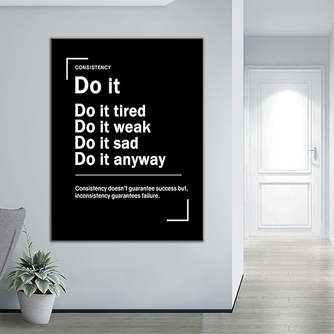 Motivational Quotes Canvas Wall Art Painting Poster for Home Black and White Inspirational Sign Picture Print Wall Decor Artwork for Living Room School Office Gym Stretched and Framed [30''Wx 40''H]