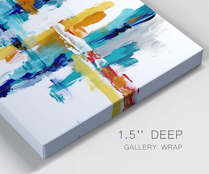 Landscape Wall Art Premium Gallery Wrapped Canvas Abstract Ocean Forest Modern Artwork Decoration for Living Room Kitchen Bathroom Office, Ready to Hang