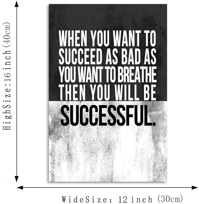 Inspirational Office Wall Art - Black and White Motivational Quotes Wall Decor Positive Saysing Canvas Print Poster Modern Entrepreneur Artwork Home Studio Room, Framed Easy to Hang - 12x16 in