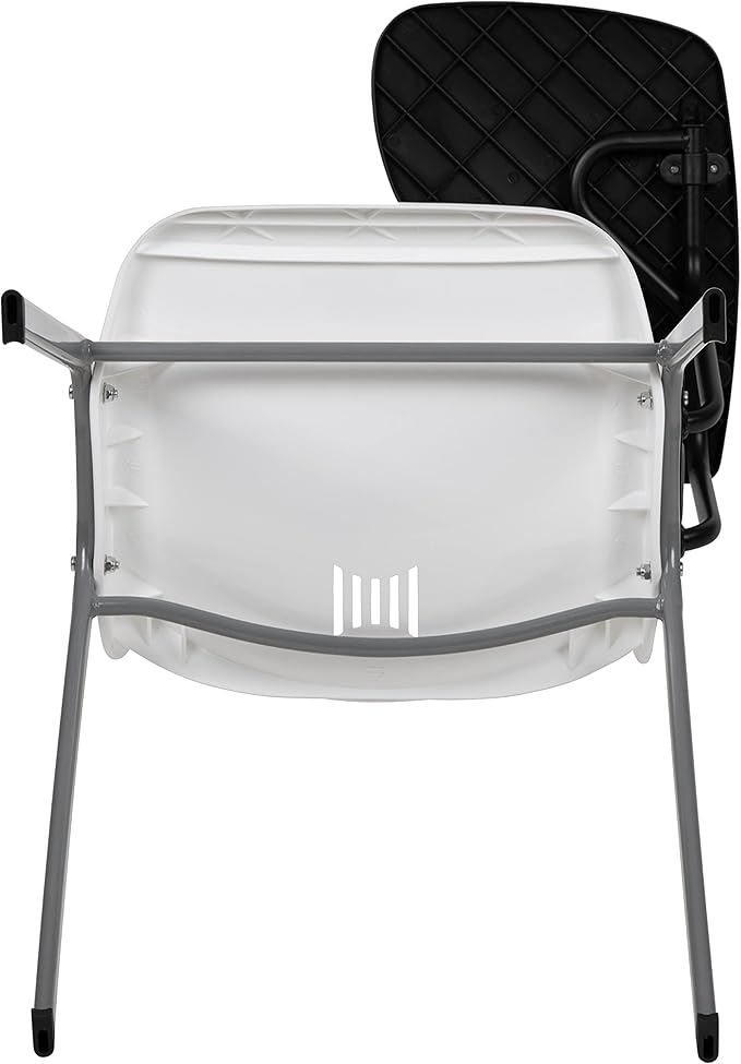 Flash Furniture White Ergonomic Shell Chair with Left Handed Flip-Up Tablet Arm