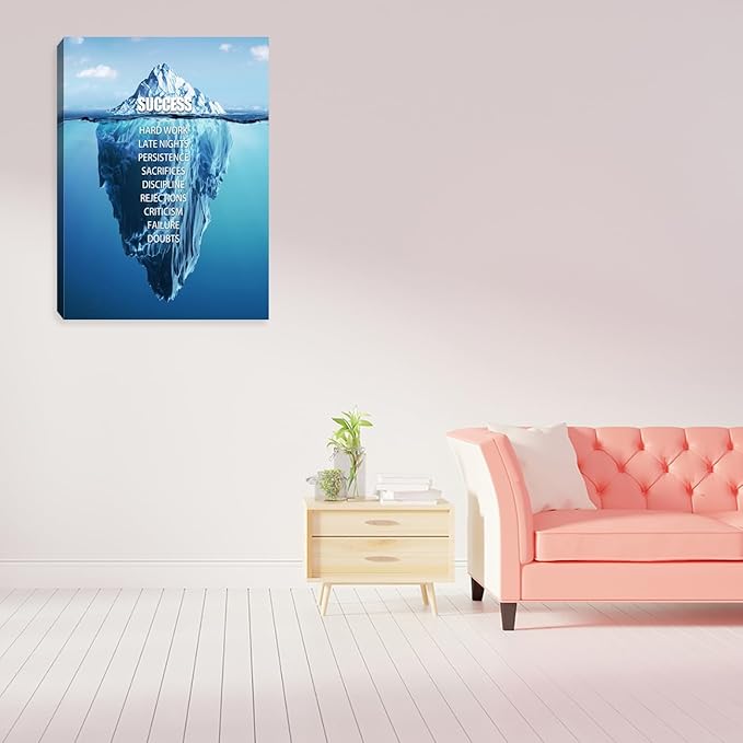 Motivational Wall Decor Inspirational Poster Canvas Wall Decor Art Inspiring Ofiice Decor Home Wall Decoration Pictures for Bedroom Living Room Wall Paintings Framed Art work 12"x16"