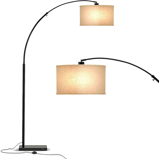 Brightech Logan Arc Floor Lamp, Bright Standing Lamp for Living Rooms, Offices & Bedrooms, Modern Living Room Décor, Tall Hanging Floor Lamp for Reading and More – Black