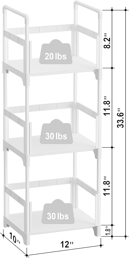 FIDUCIAL HOME 3 Tiers Small Bookshelf Rack Storage Organizer Easy Assemble, Sturdy