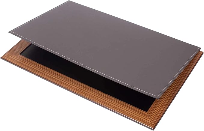 Leather Desk Set - Leather Organizer Desk Set - Walnut Wood Desk Set - Office Product - Office Desk Accessories - Home Office Accessories - Desk Supplies - Desk Accessories Set - 11 PCS (Gray)