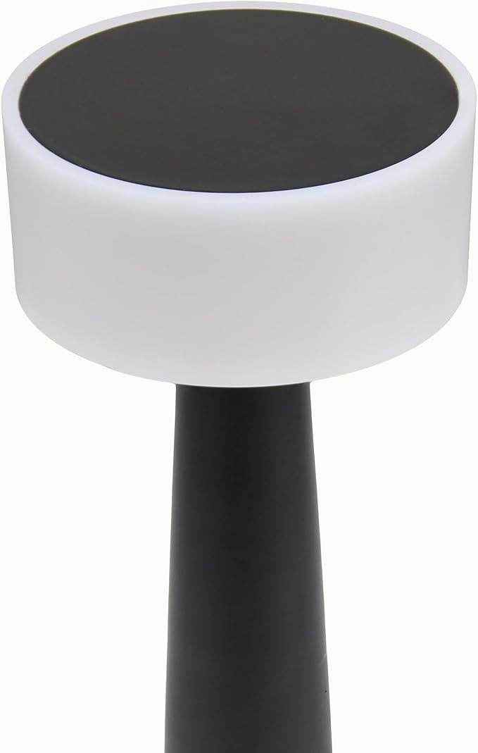 Simple Designs LD1082-BLK 8.5" Mushroom Magic Dimming & Rechargeable Cordless 4-Way Touch Sensor Saucer Desk Lamp, Black