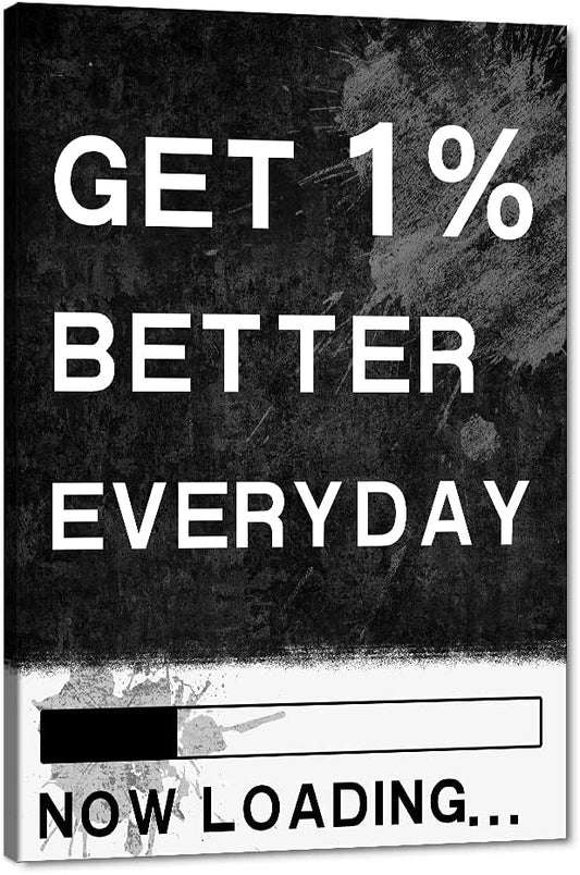 Framed Inspiring Wall Art GET 1% BETTER EVERYDAY Canvas Paintings Wall Decor Gallery Wrapped Ready to Hang-24 Wx36 H