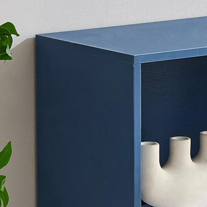 Tall Bookshelves with Cabinet, Office Storage Cabinets and Bookshelf, 5-Tier Wooden Bookcase with Storage, Floor Standing Display Cabinet Shelves for Living Room, Home Office, Blue