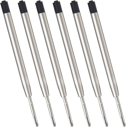 ChaoQ,Black Ink Refills (6pcs), Replaceable Ballpoint Pen Refills, 1mm Medium Tip - Black