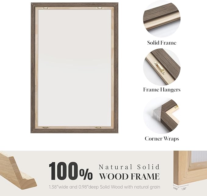 Large Framed Neutral Abstract Wall Art, 3 Piece Rustic Beige and Brown Canvas Prints Paintings Artwork for Walls, Minimalist Stone Pictures for Living Room Hallway Stair Office Wall Decor 20x30 In