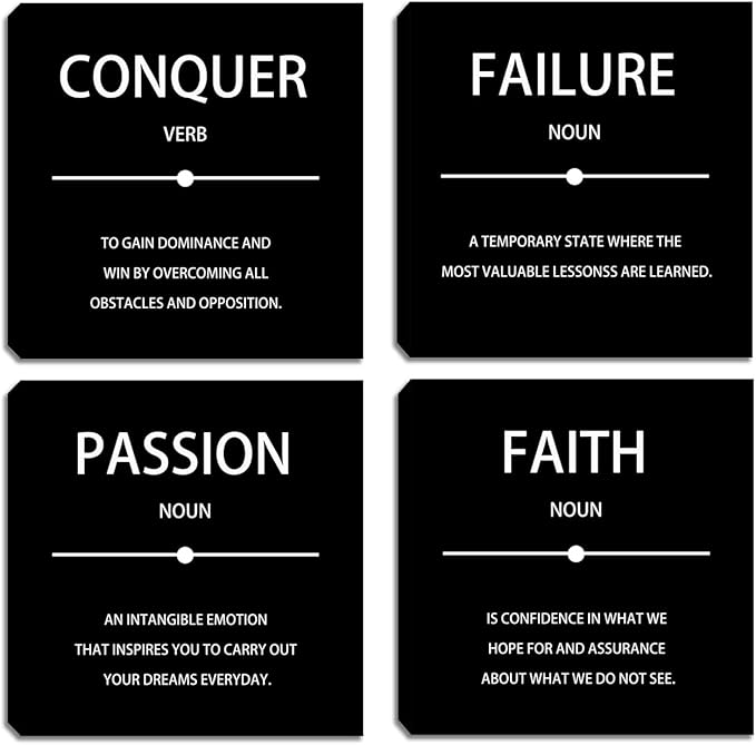 Motivational Canvas Wall Art Picture for Bedroom Home Wall Decorations for Living Room Inspirational Office Wall Decor Black Wall Painting Canvas Framed Home Wall Decor 12"x12"x4